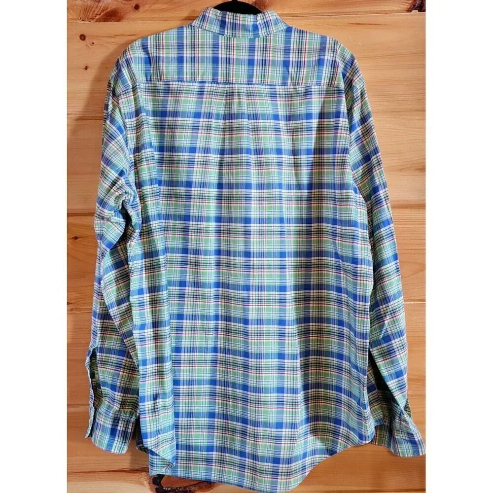 Polo Ralph Lauren Button Down Flesh Pony Men’s Shirt Size XL Cotton Green Plaid